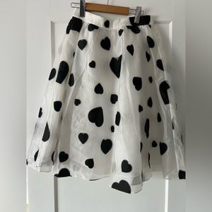 J.Crew A-line black and white heart skirt